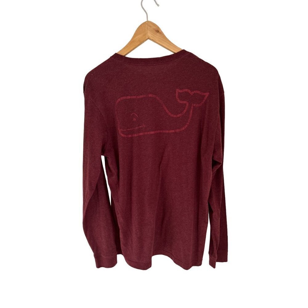 Vineyard Vines Long Sleeve Cotton Crewneck Tee Burgundy Size Med